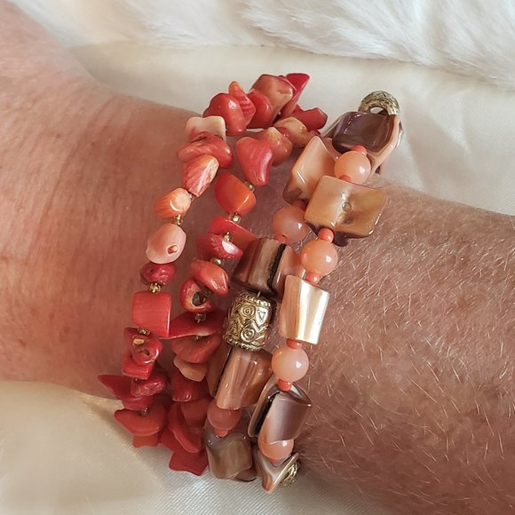 None Jewelry - Coral orange/red wrap bracelet